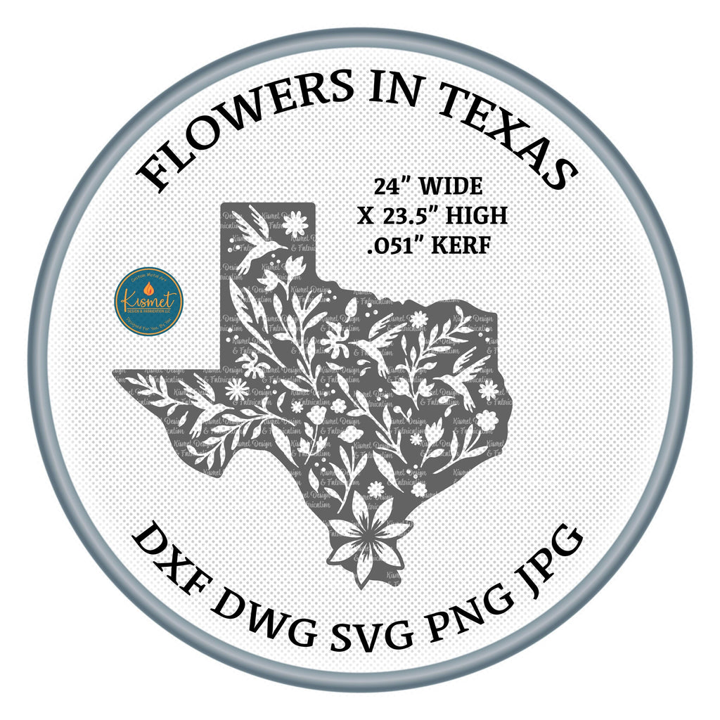 Texas Flowers State Sign DXF/SVG design preview with file details