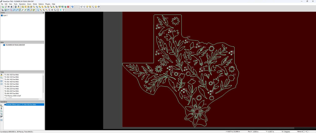 Texas Flowers State Sign vector paths in design software (photo 6)