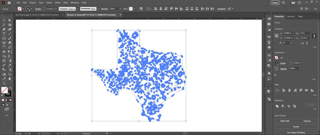 Texas Flowers State Sign vector paths in design software (photo 7)