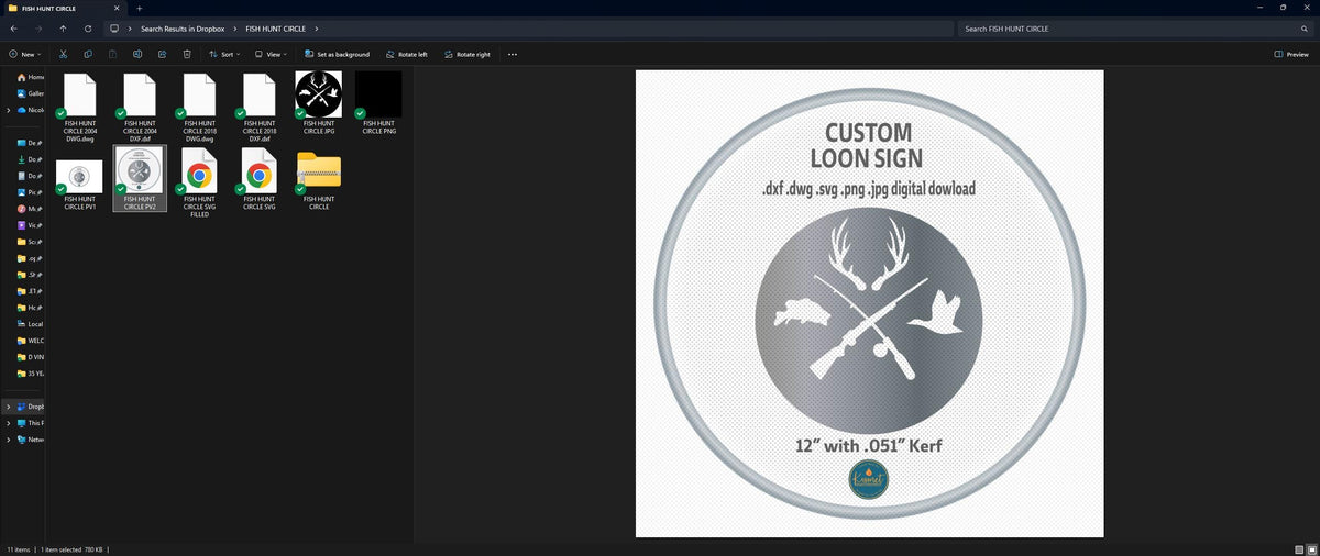 Fish Hunting Sign vector paths in design software