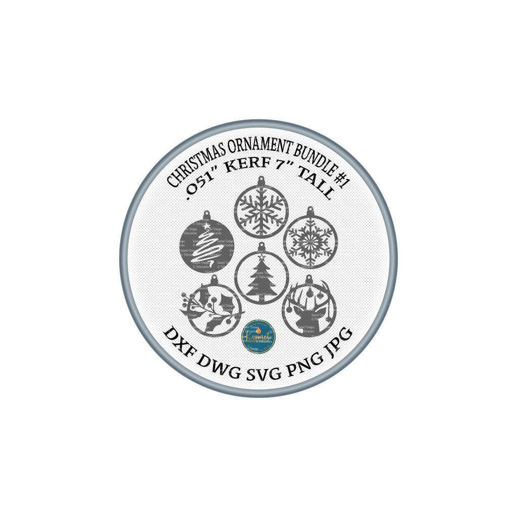 Six Christmas Ornament Designs DXF/SVG design preview with file details (photo 2)