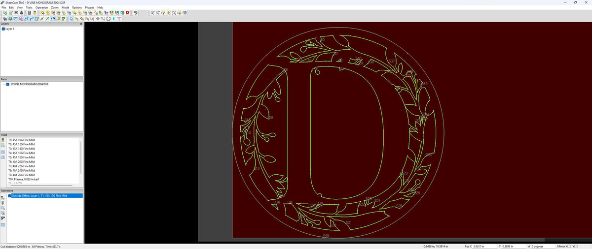 D Vine Ring Monogram vector paths in design software (photo 5)