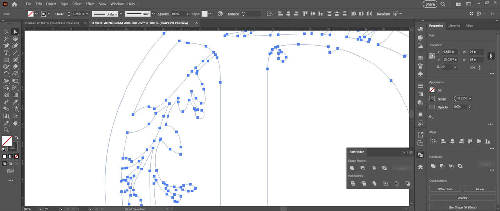 D Vine Ring Monogram vector paths in design software (photo 8)