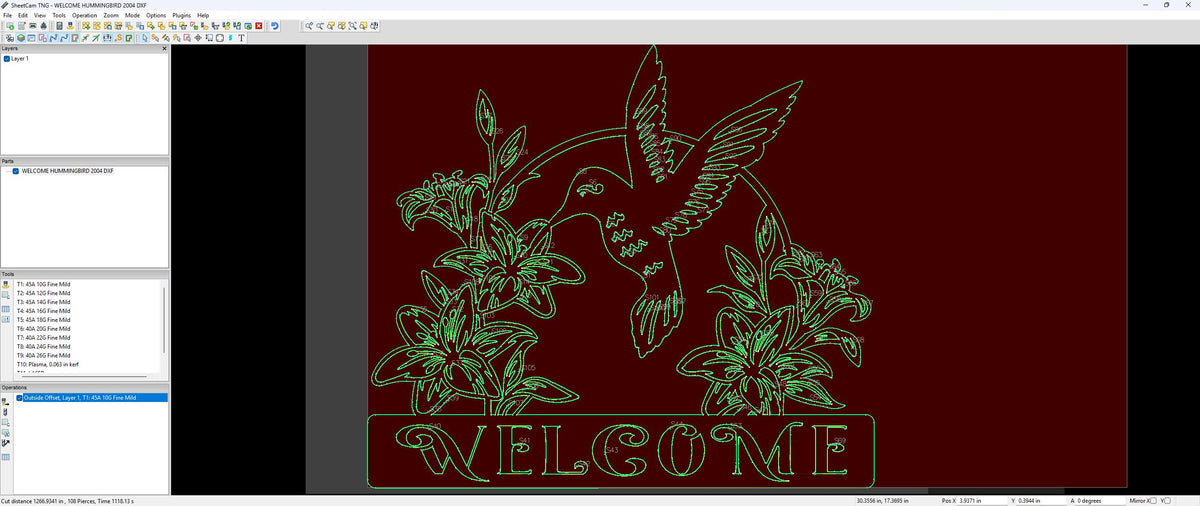 Hummingbird and Lilies Welcome Sign vector paths in design software (photo 7)