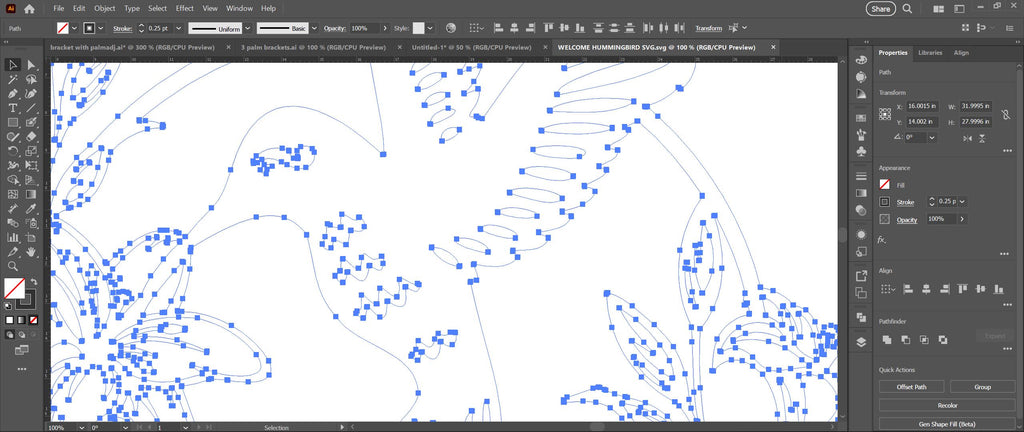 Hummingbird and Lilies Welcome Sign vector paths in design software (photo 9)