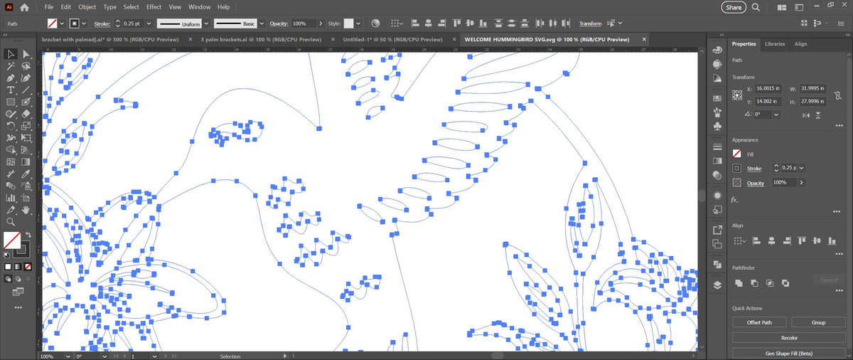 Hummingbird and Lilies Welcome Sign vector paths in design software (photo 9)