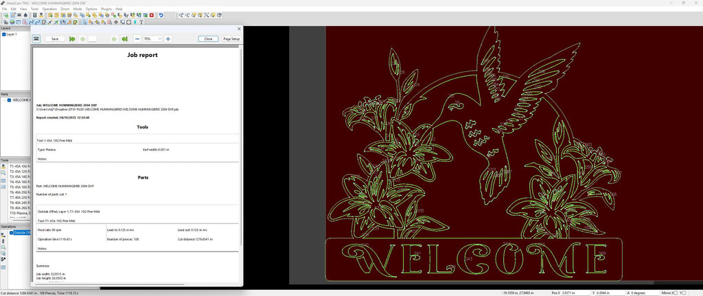 Hummingbird and Lilies Welcome Sign vector paths in design software (photo 6)