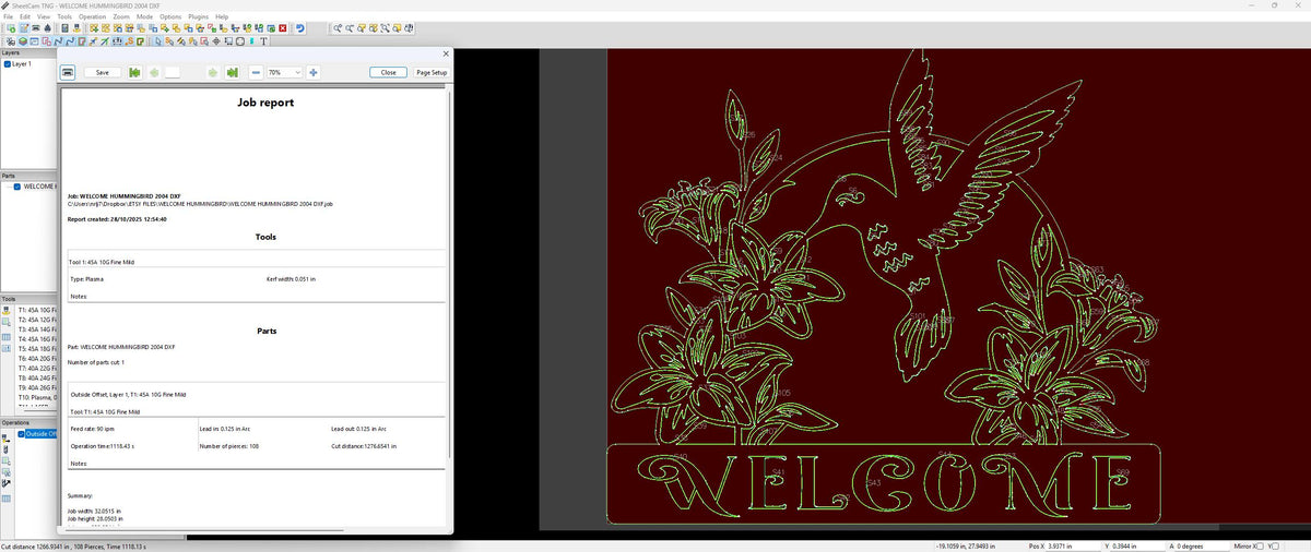 Hummingbird and Lilies Welcome Sign vector paths in design software (photo 6)