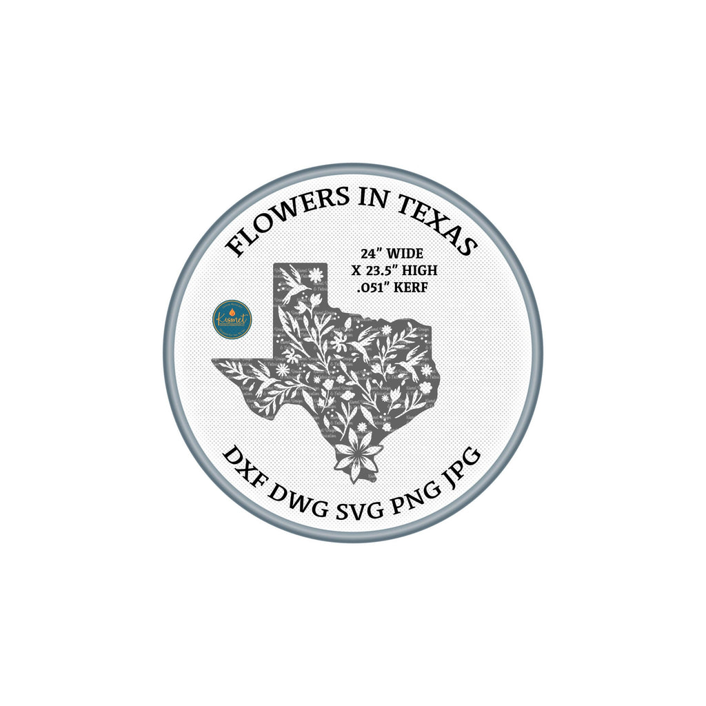 Texas Flowers State Sign DXF/SVG design preview with file details (photo 4)