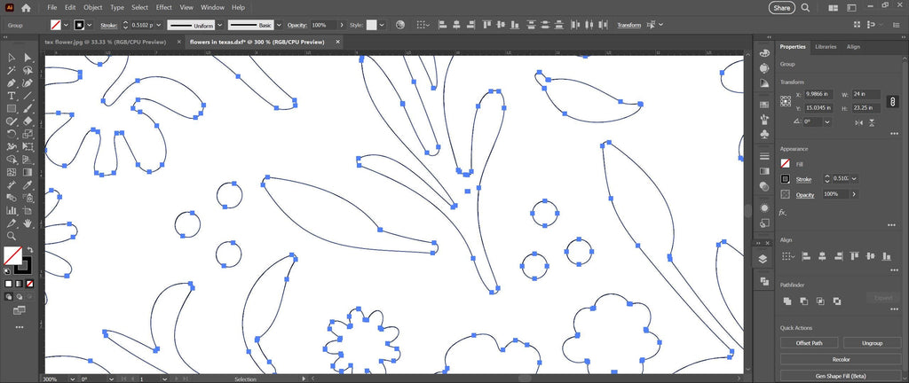 Texas Flowers State Sign vector paths in design software (photo 8)