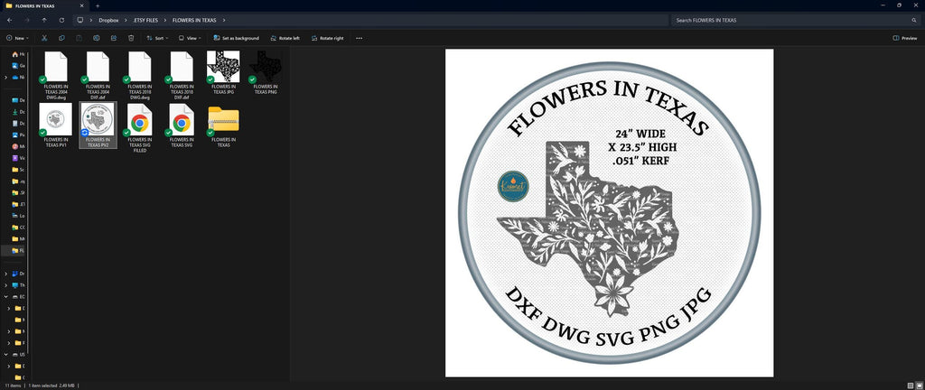 Texas Flowers State Sign vector paths in design software
