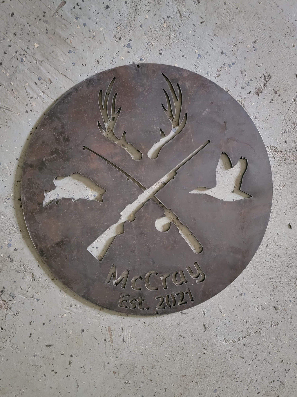 Fish Hunting Sign finished metal example (photo 9)