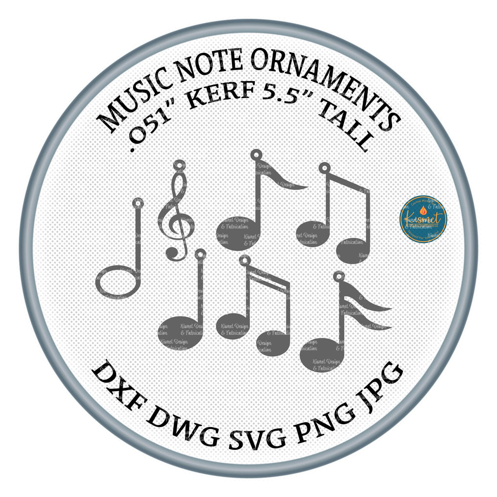 Music Note Christmas Ornaments DXF/SVG design preview with file details