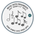 Music Note Christmas Ornaments DXF/SVG design preview with file details