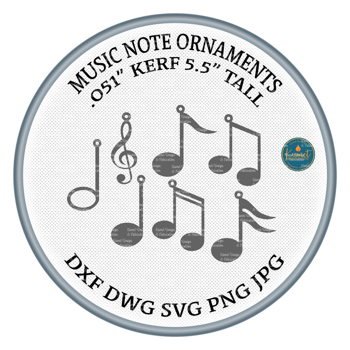 Music Note Christmas Ornaments DXF/SVG design preview with file details