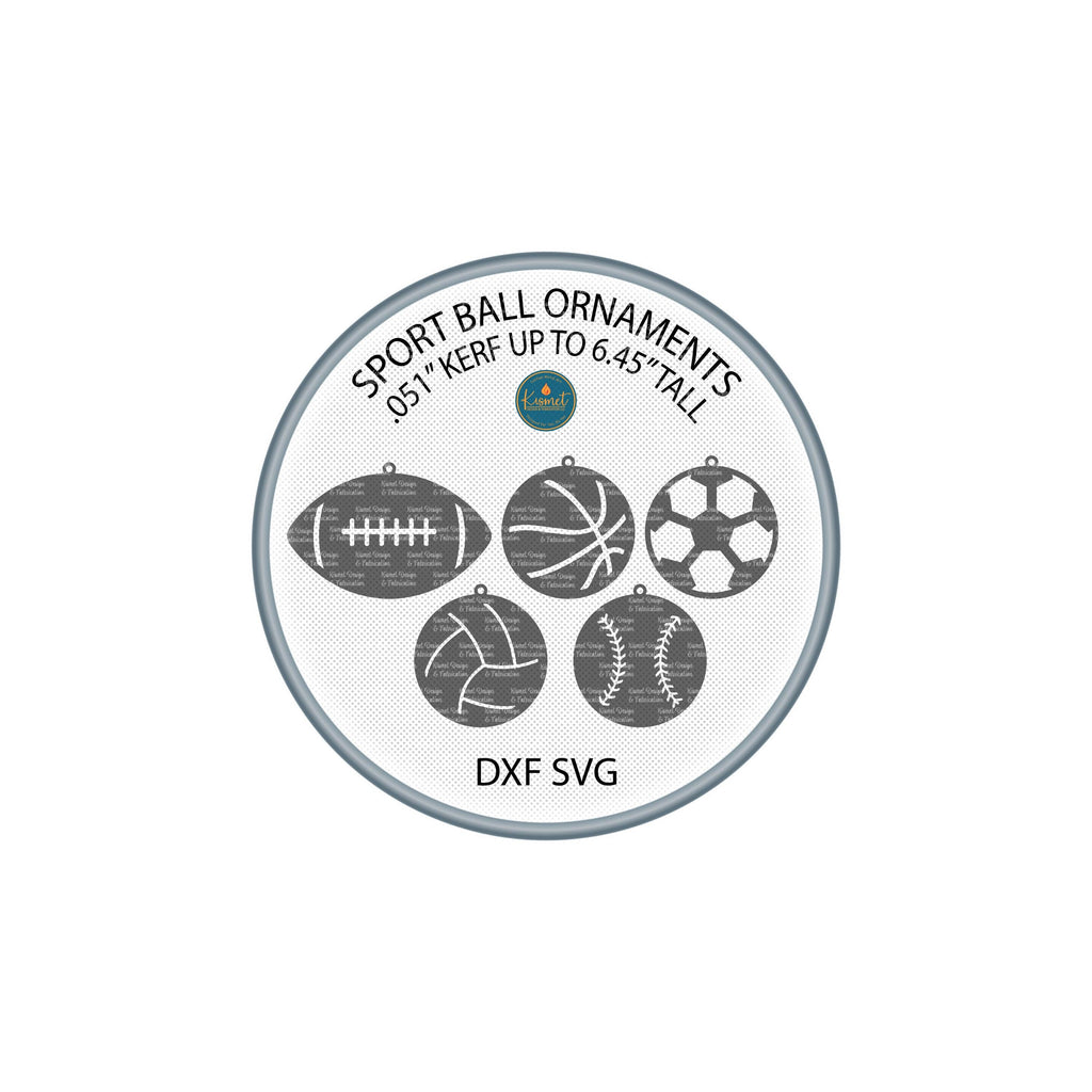 Five Sports Ball Ornaments DXF/SVG design preview with file details (photo 2)