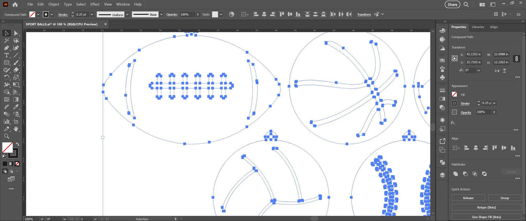 Five Sports Ball Ornaments vector paths in design software (photo 9)