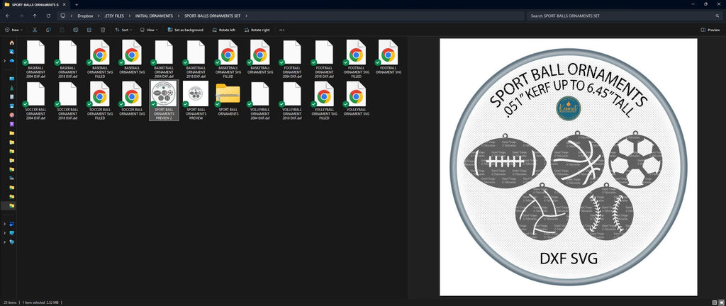 Five Sports Ball Ornaments vector paths in design software