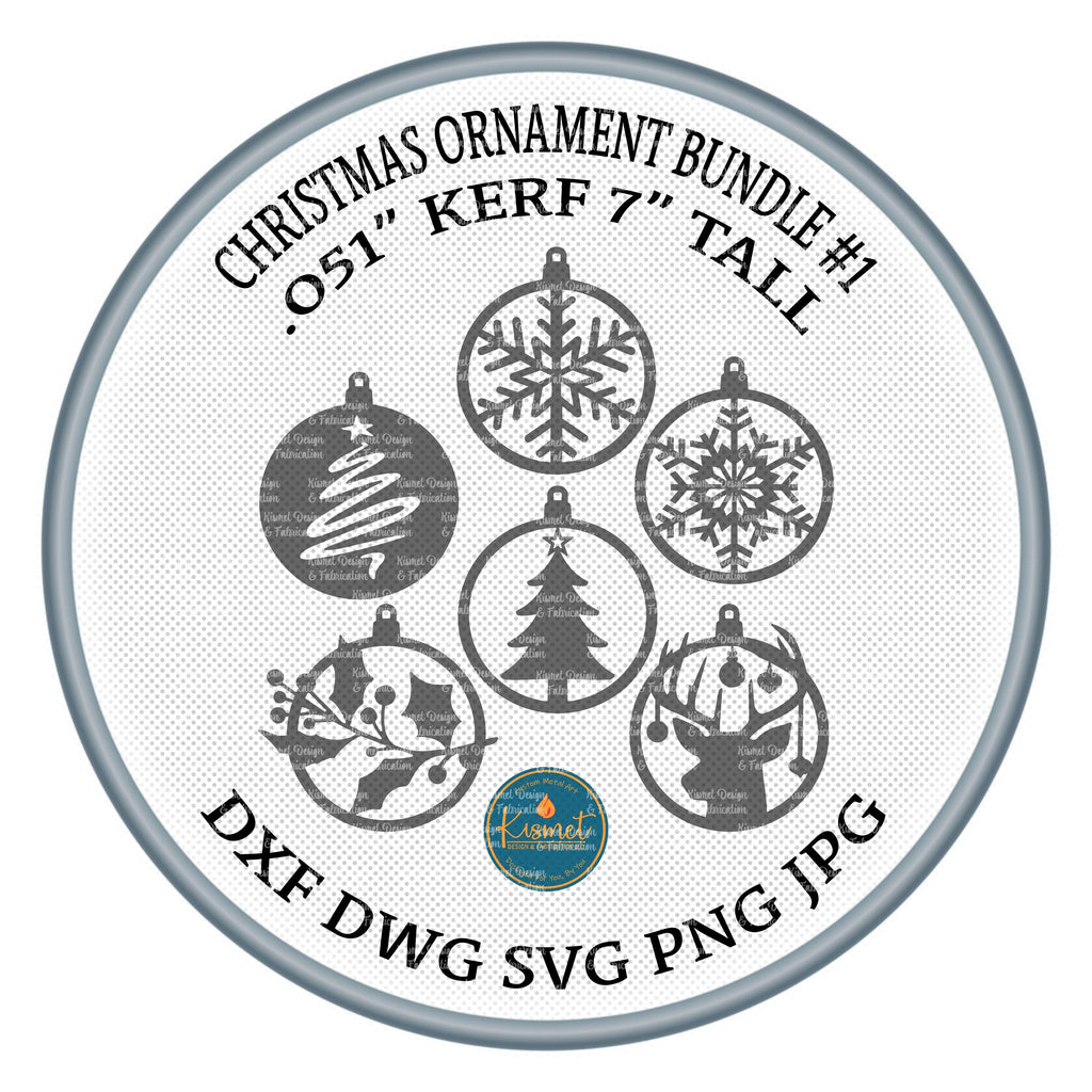 Six Christmas Ornament Designs DXF/SVG design preview with file details