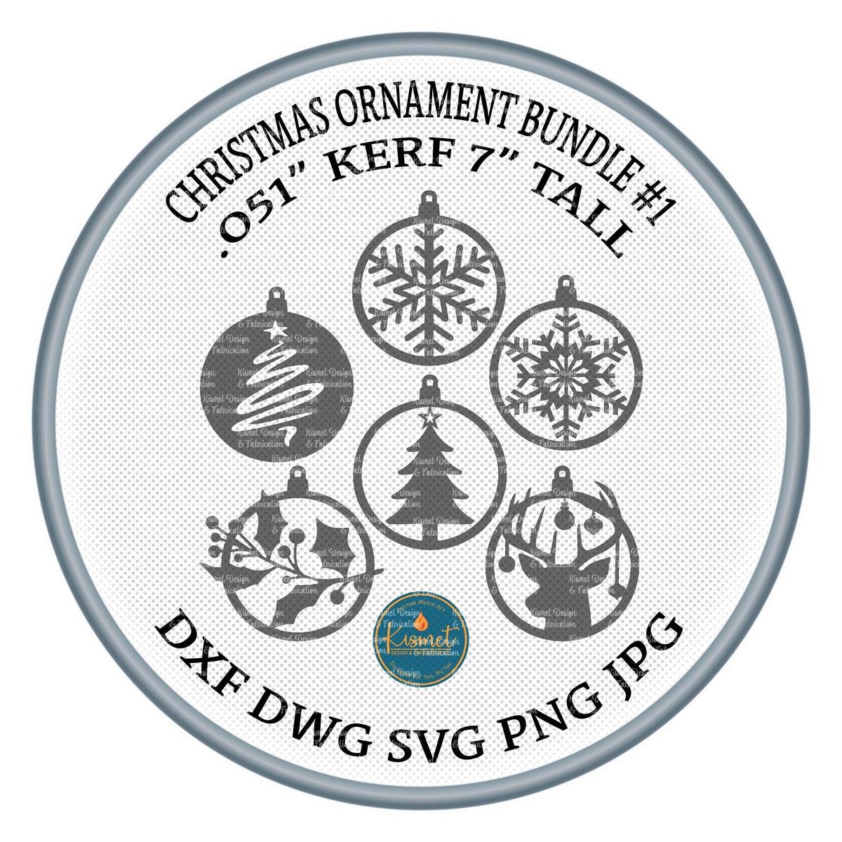 Six Christmas Ornament Designs DXF/SVG design preview with file details