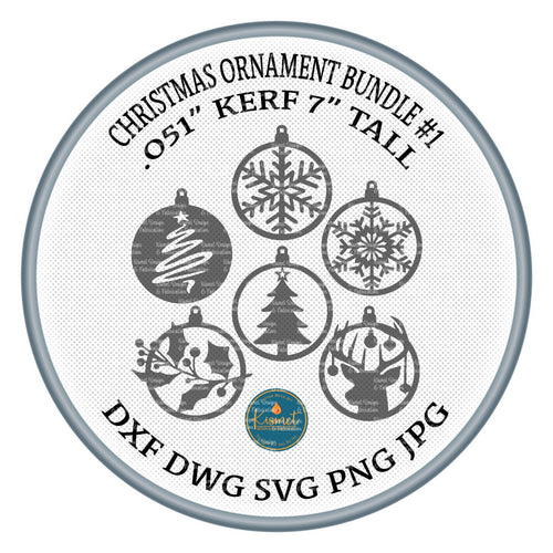 Six Christmas Ornament Designs DXF/SVG design preview with file details
