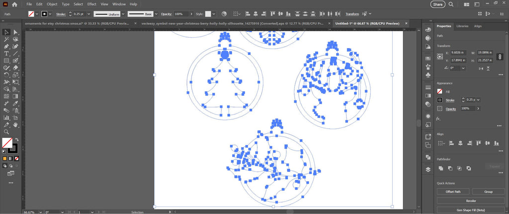 Six Christmas Ornament Designs vector paths in design software (photo 4)