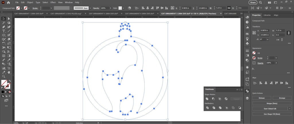 Six Cat Christmas Ornaments vector paths in design software (photo 8)