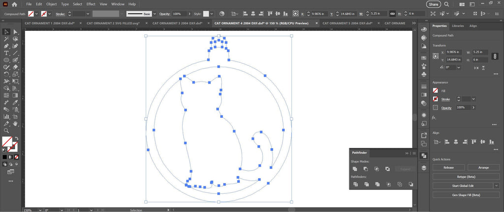 Six Cat Christmas Ornaments vector paths in design software (photo 7)