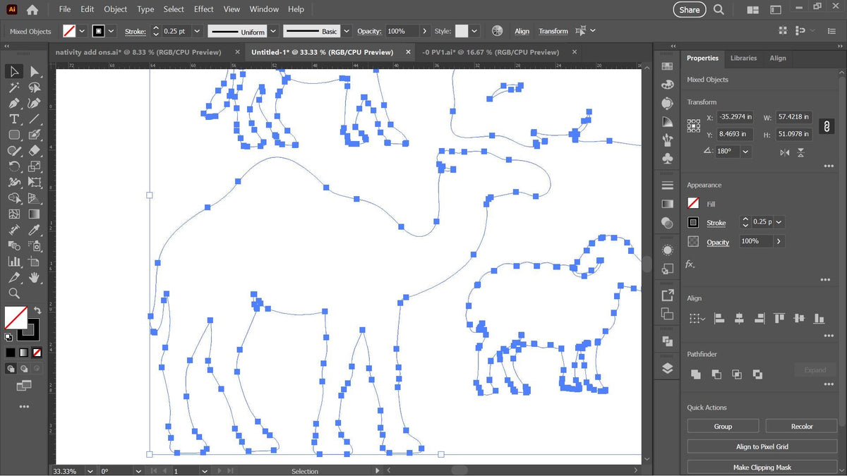 Nativity Animals Set vector paths in design software (photo 10)