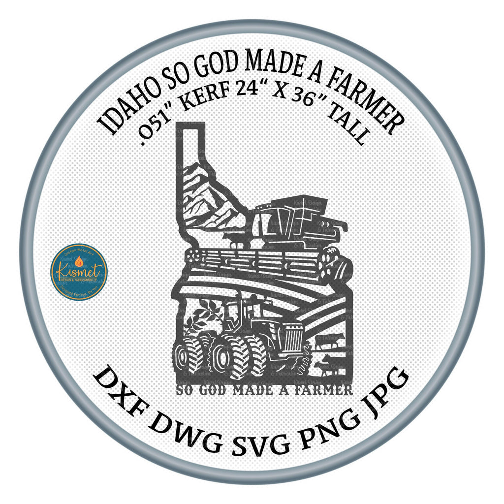 Idaho So God Made a Farmer Sign DXF/SVG design preview with file details