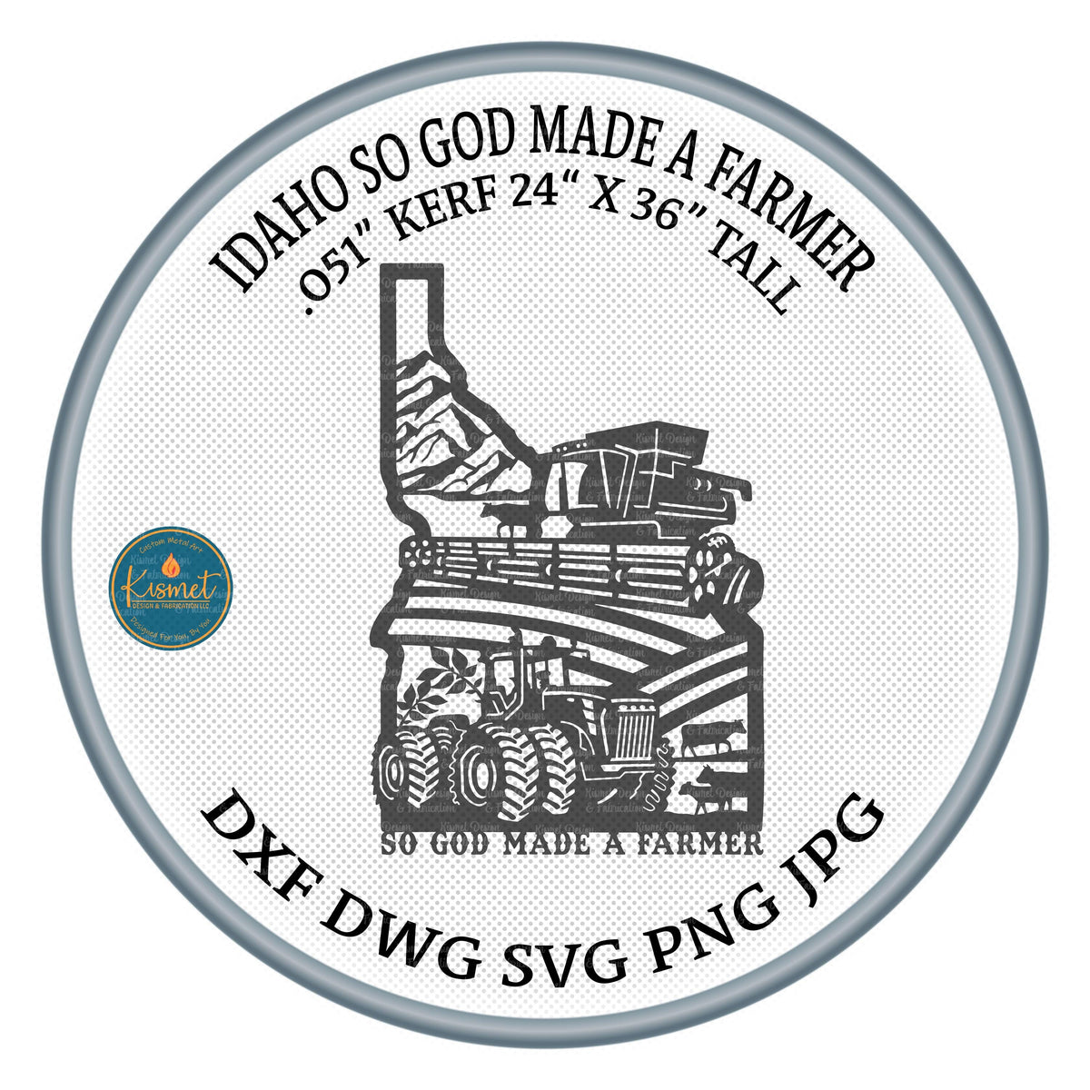Idaho So God Made a Farmer Sign DXF/SVG design preview with file details