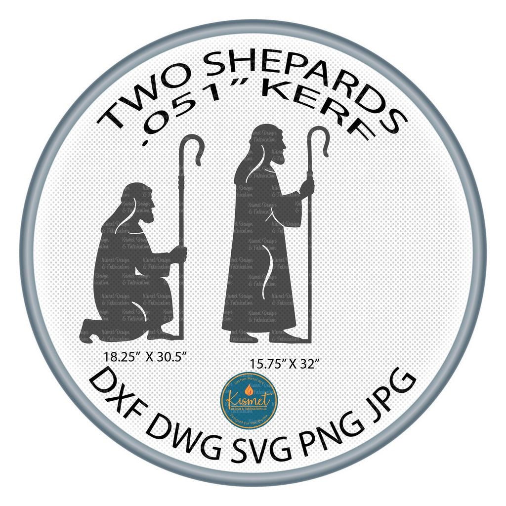 Two Nativity Shepherds DXF/SVG design preview with file details