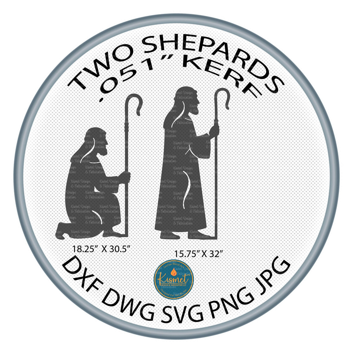 Two Nativity Shepherds DXF/SVG design preview with file details