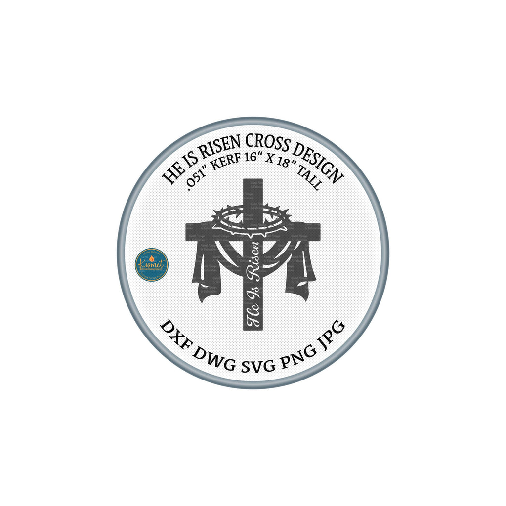 He Is Risen Easter Cross DXF/SVG design preview with file details (photo 3)