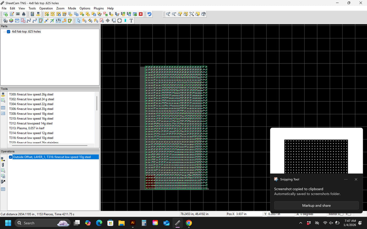 4x8 Fabrication Table Top .625 Holes vector paths in design software (photo 5)