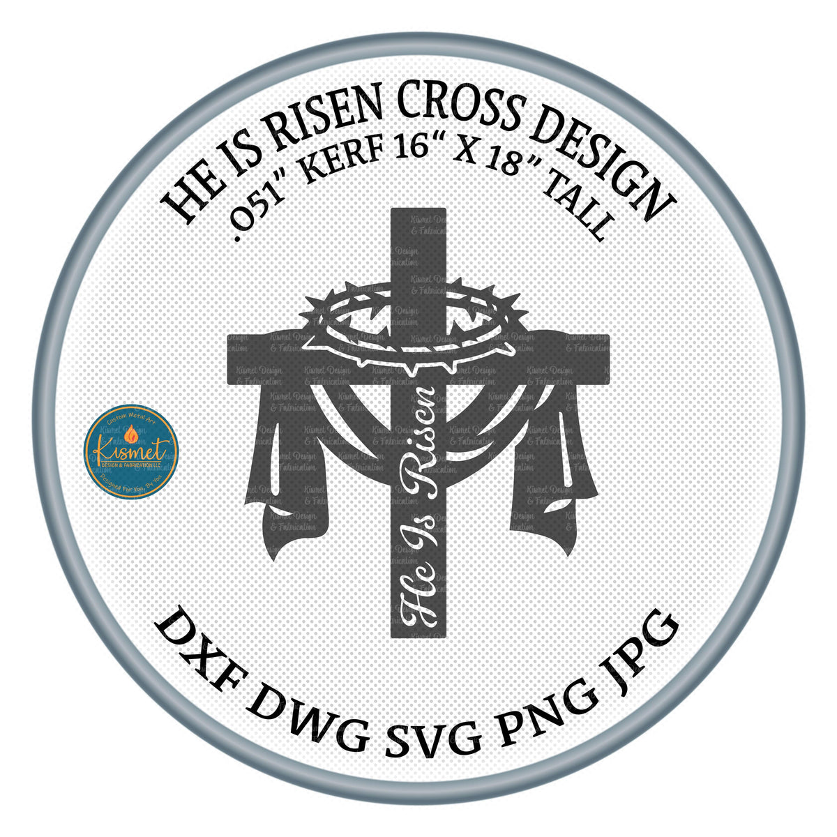 He Is Risen Easter Cross DXF/SVG design preview with file details