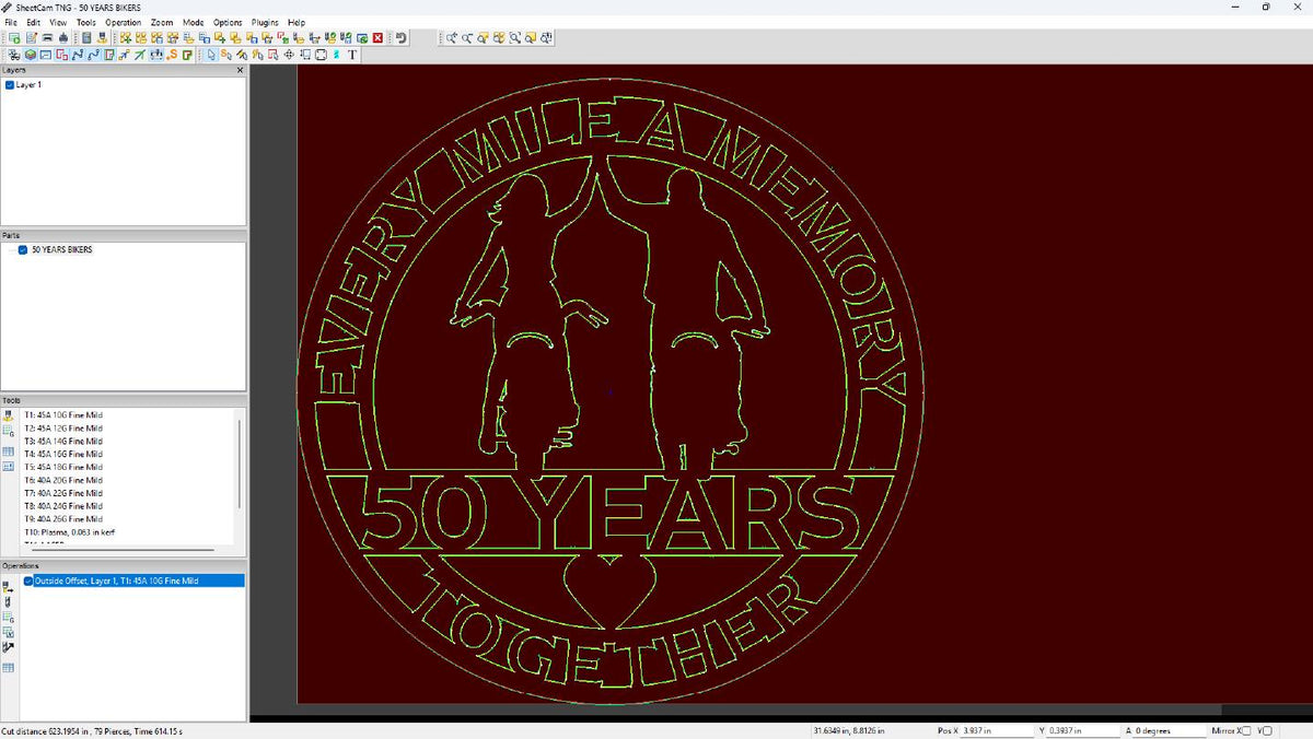 50 Years Together Biker Anniversary vector paths in design software (photo 6)