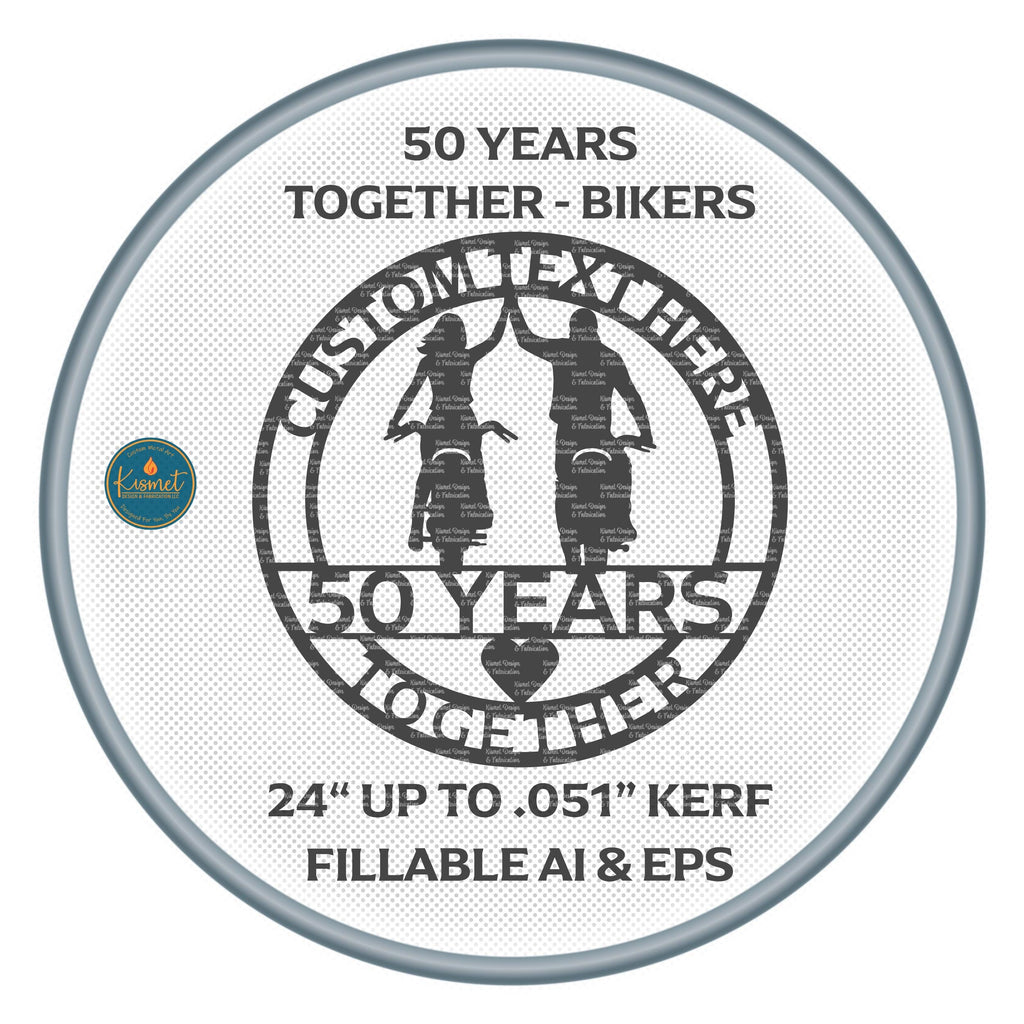 50 Years Together Biker Anniversary DXF/SVG design preview with file details