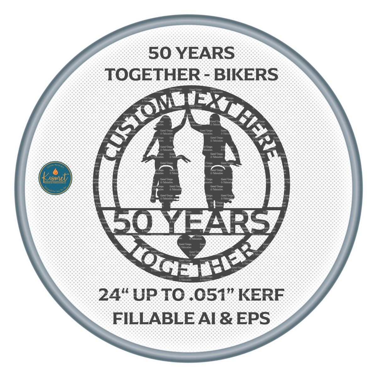 50 Years Together Biker Anniversary DXF/SVG design preview with file details