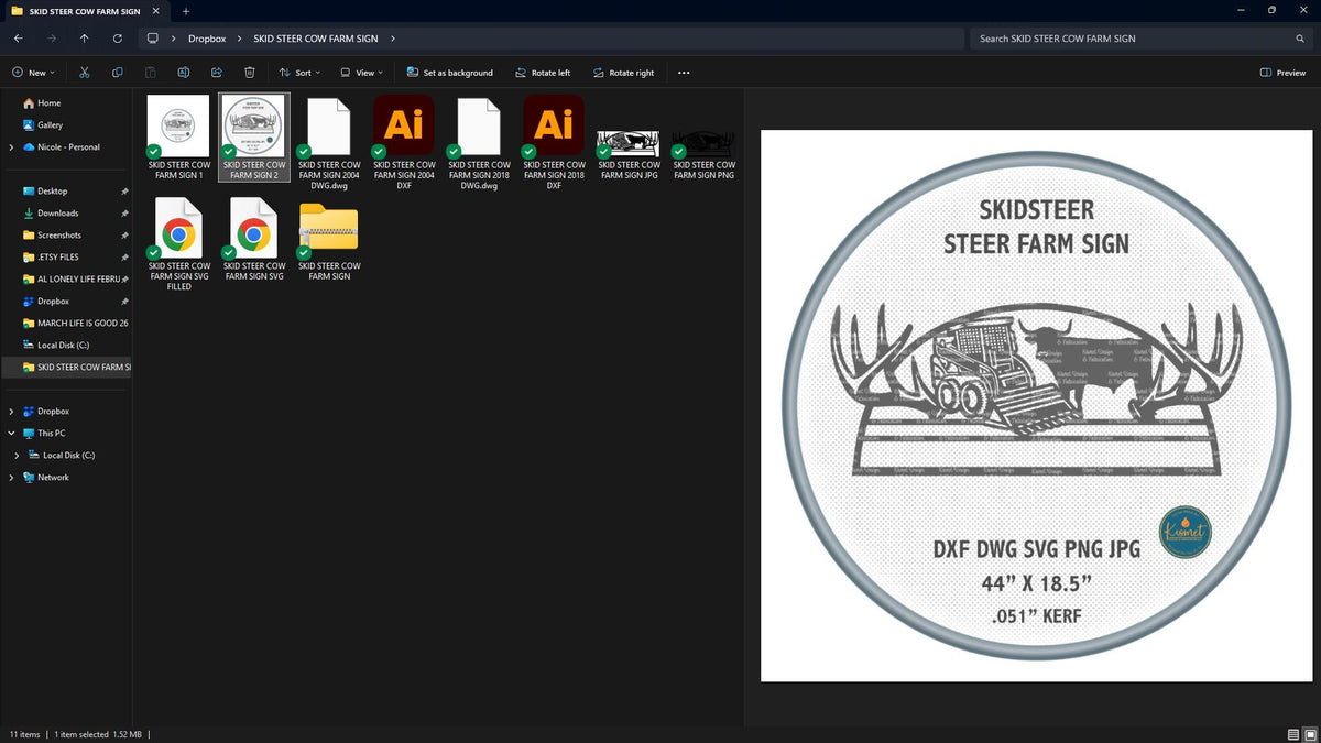 Skid Steer Cattle Farm Sign vector paths in design software (photo 4)