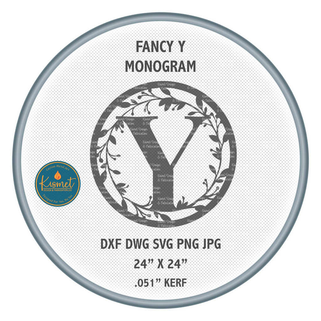 Y Vine Ring Monogram DXF/SVG design preview with file details