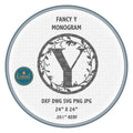 Y Vine Ring Monogram DXF/SVG design preview with file details