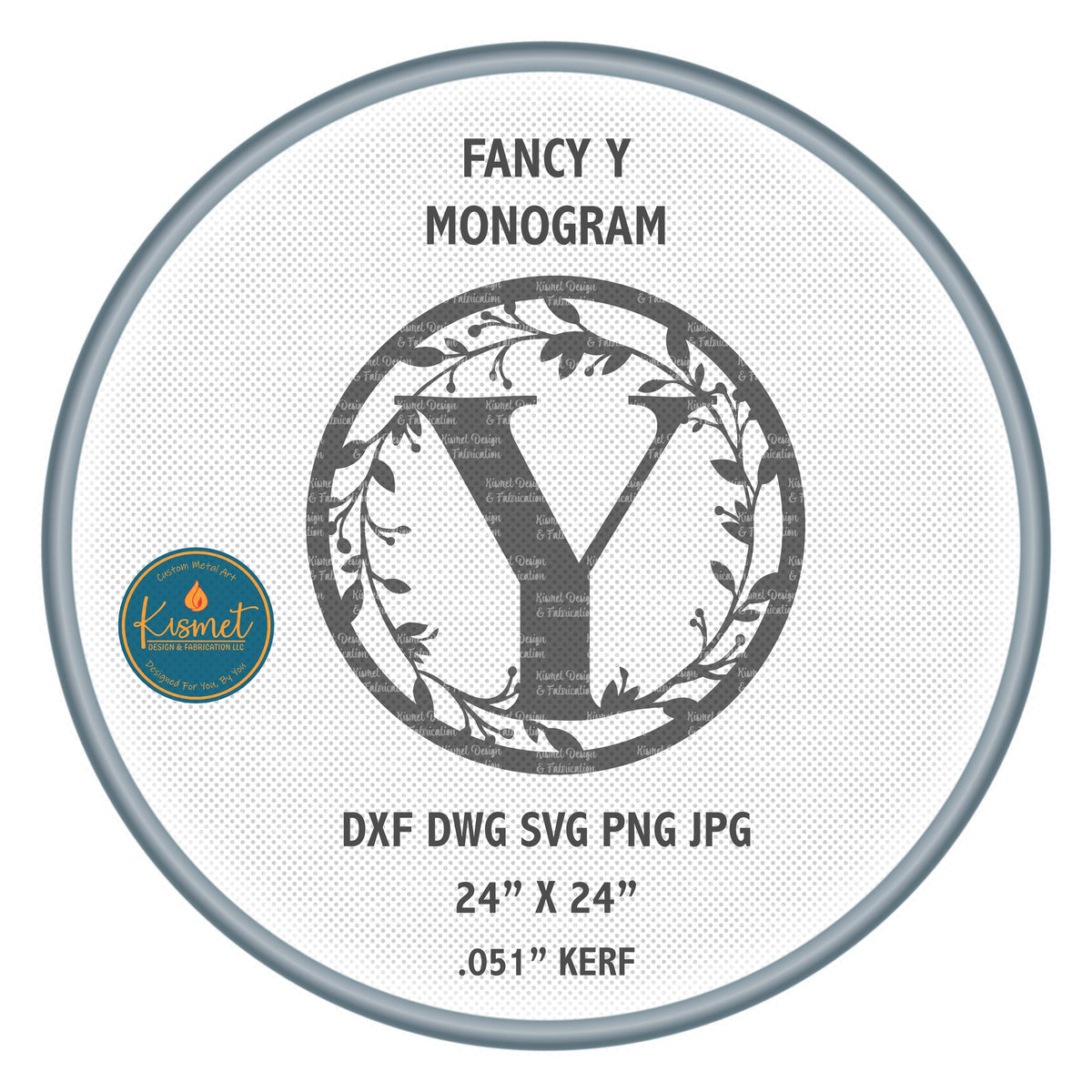Y Vine Ring Monogram DXF/SVG design preview with file details
