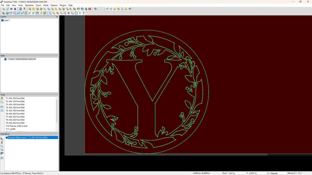 Y Vine Ring Monogram vector paths in design software (photo 4)