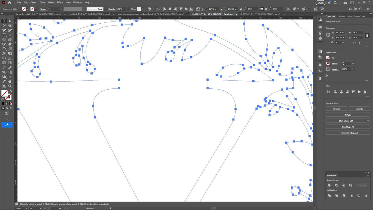 Y Vine Ring Monogram vector paths in design software (photo 7)