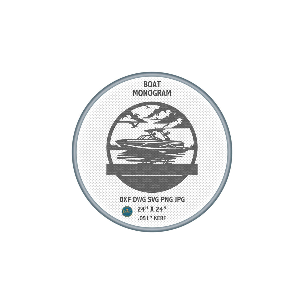 Personalized Speedboat Lake Sign DXF/SVG design preview with file details (photo 5)