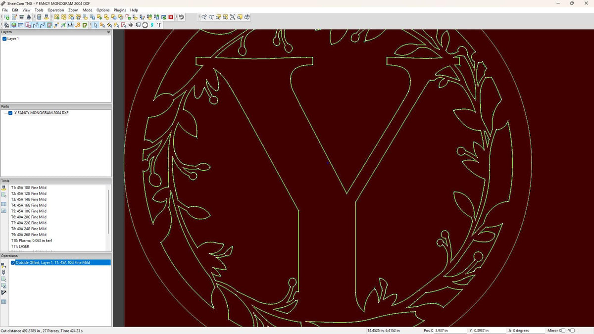 Y Vine Ring Monogram vector paths in design software (photo 6)
