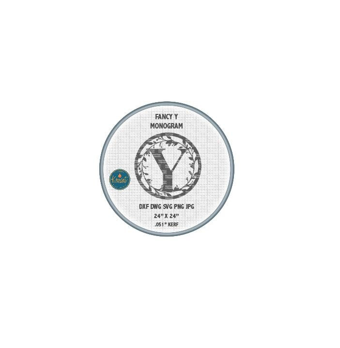 Y Vine Ring Monogram DXF/SVG design preview with file details (photo 3)