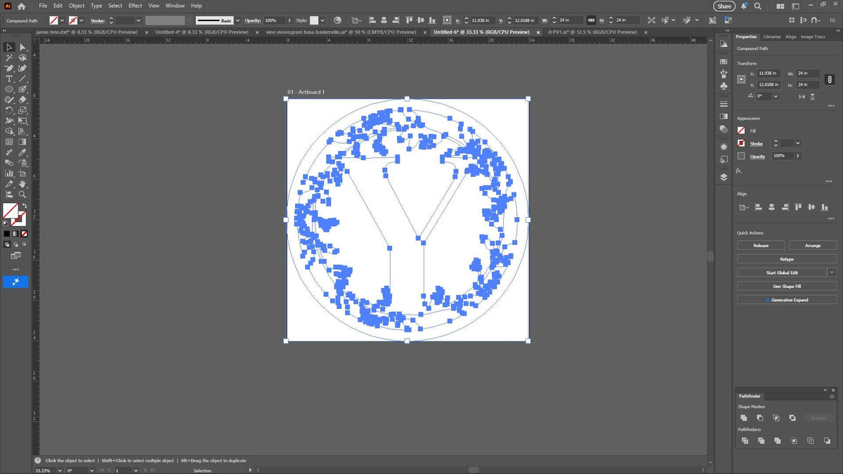 Y Vine Ring Monogram vector paths in design software (photo 8)