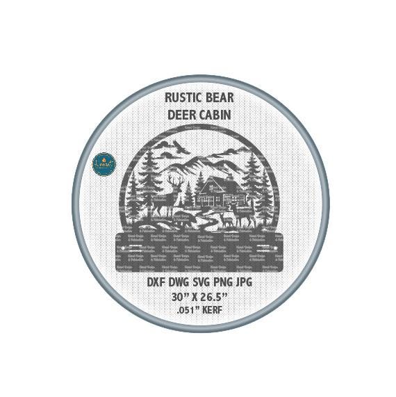 Rustic Bear Deer Cabin Sign DXF/SVG design preview with file details (photo 2)